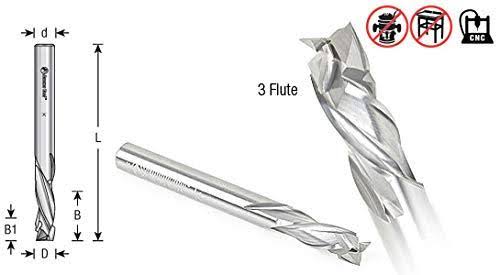 Solid Carbide Compression Spiral 3/8 Dia x 1 x 3/8 Shank x 3 inch Long CNC Router Bit A6143