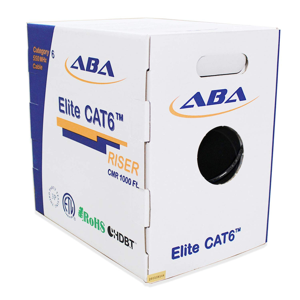 Cat6 Riser Ethernet Cable 1000ft Blue UTP 23AWG Solid Bare Copper Bulk LAN Cable X860469
