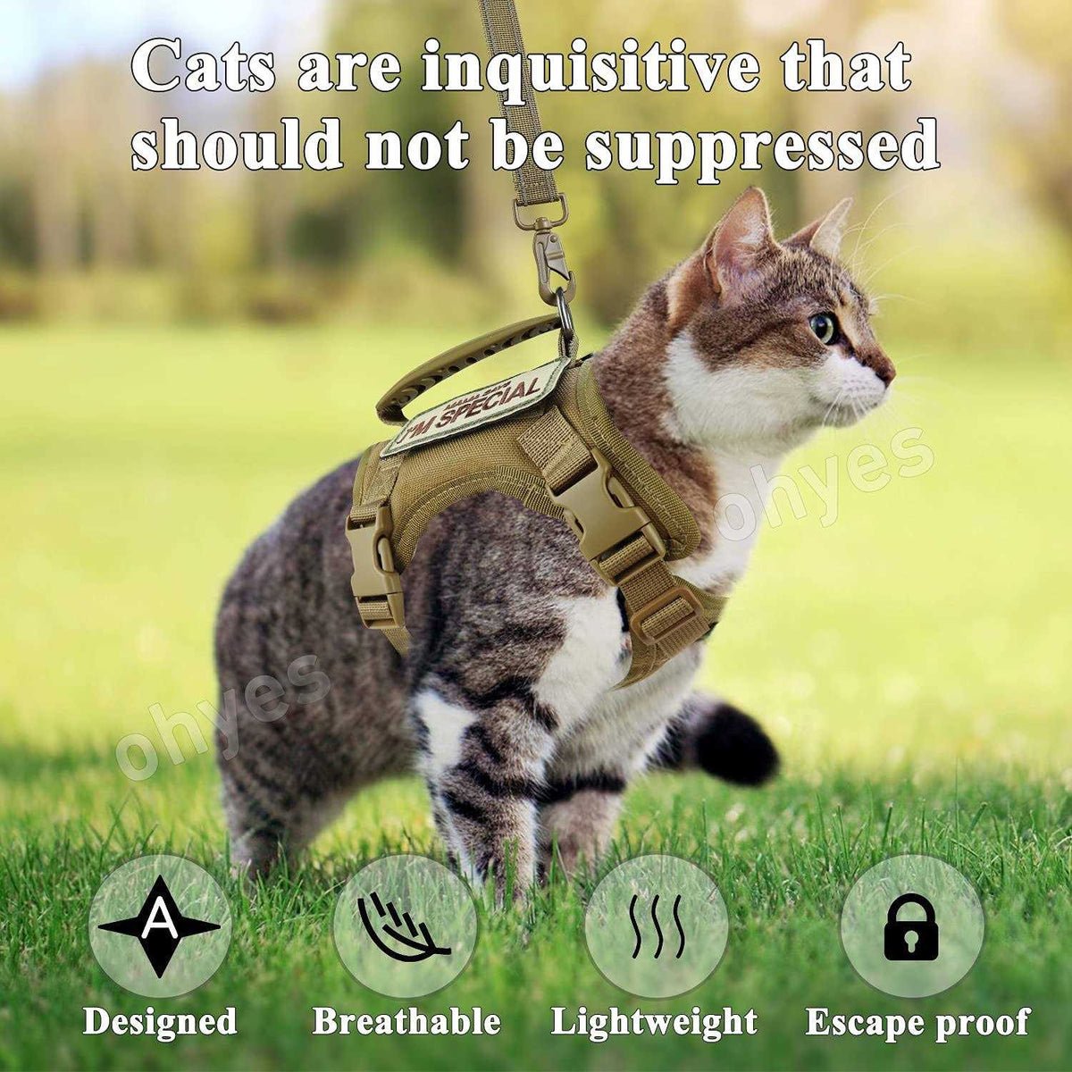 Tactical Cat Harness Soft Mesh Adjustable Pet Vest Harness Y87692
