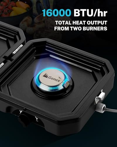 2 Burner Propane Camping Stove with Griddle & Grates H3407