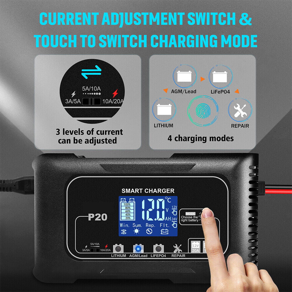 12V/24V Battery Charger with LCD Display D451