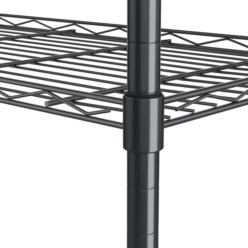 6 Shelves Wire Metal Heavy Duty Shelving Rack with Wheel, Silver Z688811