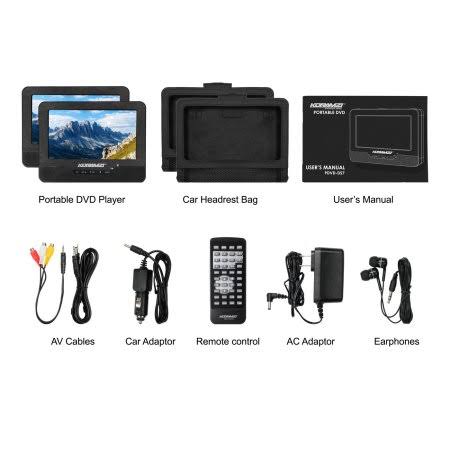 Portable 7 inch Dual Screen DVD Player with Rechargeable Battery B206