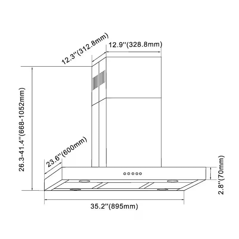 36 in. 350CFM Convertible Stainless Steel Range Hood with LED Lighting U3461