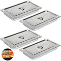 4 Pack 4 Inch Deep Full Size Stainless Steel Hotel Pan with Lid E476