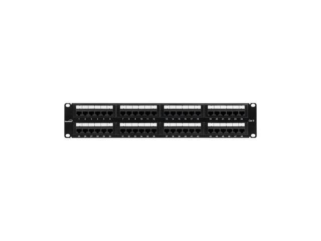 48-Port Cat6 UTP Unshielded Patch Panel 2U Black L696583