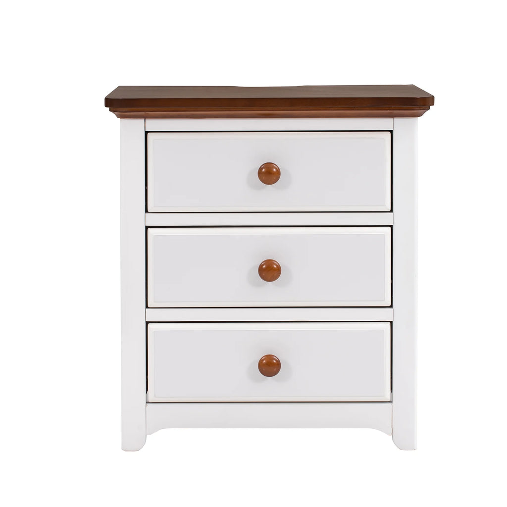 White Walnut Full Size Wood Platform Bed with Two Drawers N53477