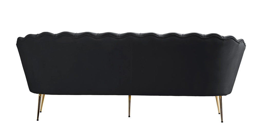 Black Velvet Channel Tufted Sofa T242