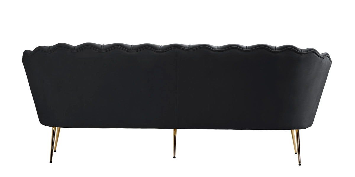 Black Velvet Channel Tufted Sofa T242