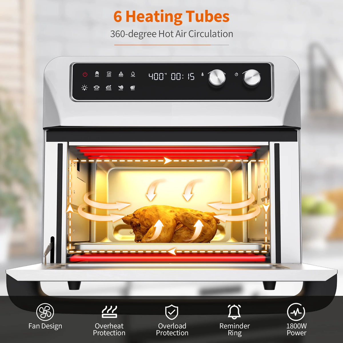 21QT Convection Air Fryer Toaster Oven 8-in-1 J62198