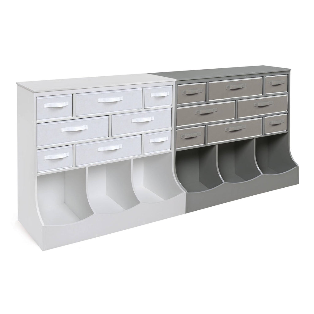 White Storage Station with Eight Baskets and Three Bins O307