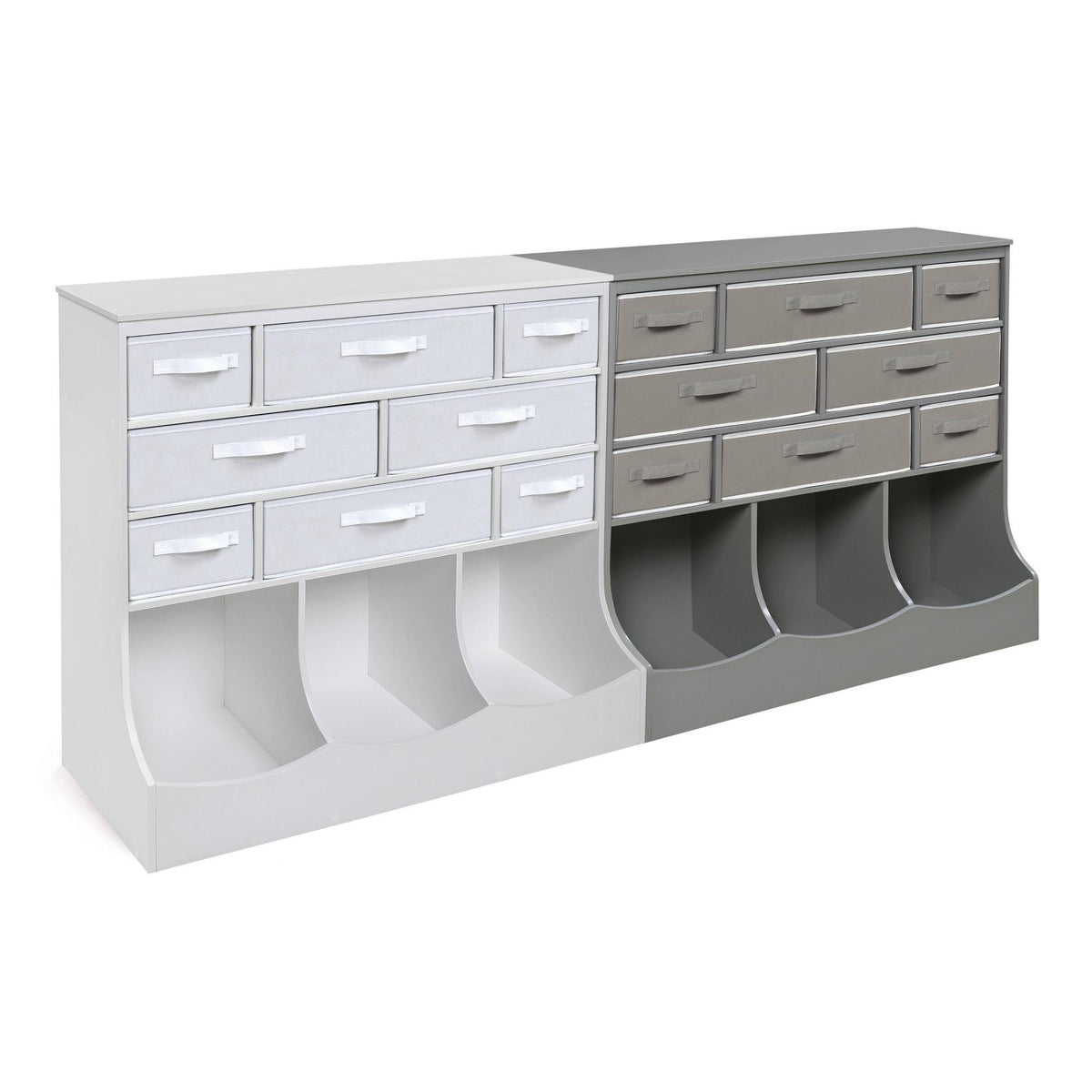 White Storage Station with Eight Baskets and Three Bins O307
