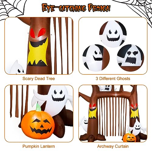 8FT Halloween Inflatable Dead Tree with Ghosts & Pumpkins F26195