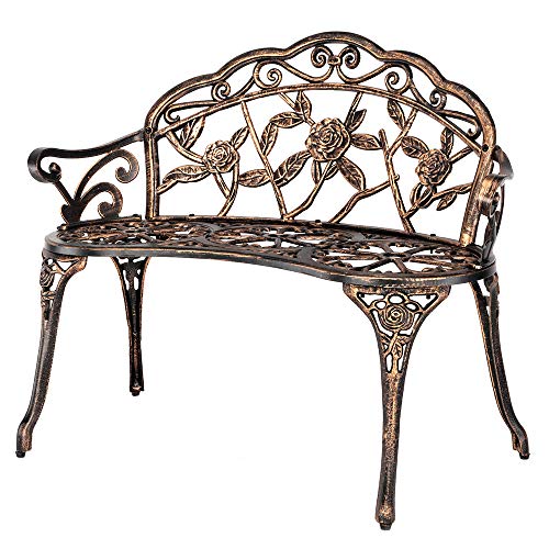 38.5" Metal Rose Bench M31358