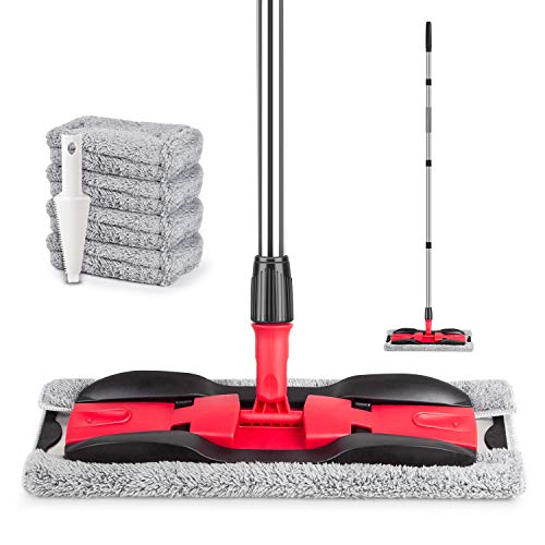 Microfiber Flat Mop with 4 Washable Pads F734659