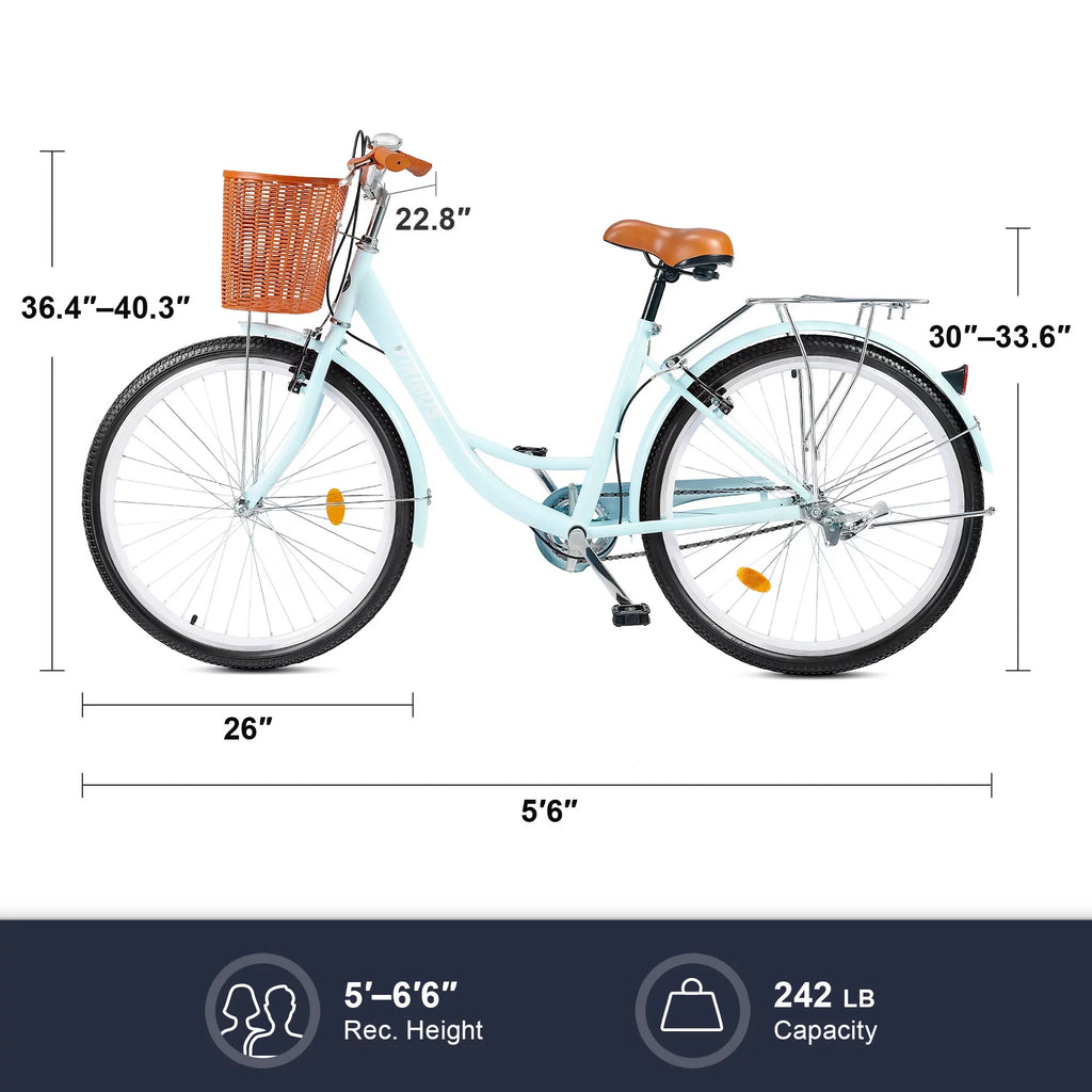 26 Inch Cruiser Bicycle with Basket Rack A31620