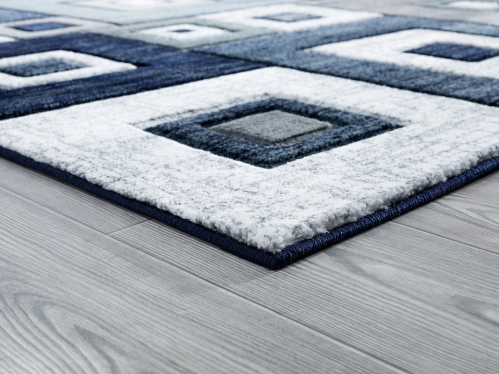 Navy Modern Geometric Accent Rug U802484