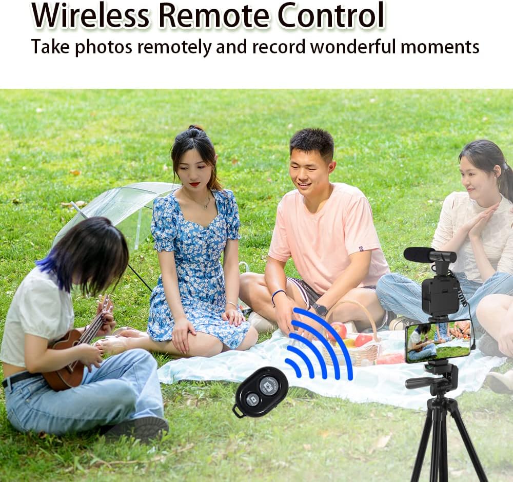 Vlogging Kit with Microphone, Remote Control, Fill-in Light, 15-50" Extendable Tripod Stand, Pack of 2 G65481