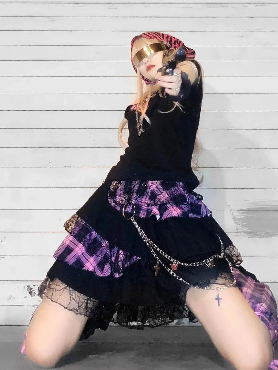 Kawaii Pink Lace Tu Tu Skirt Y665476
