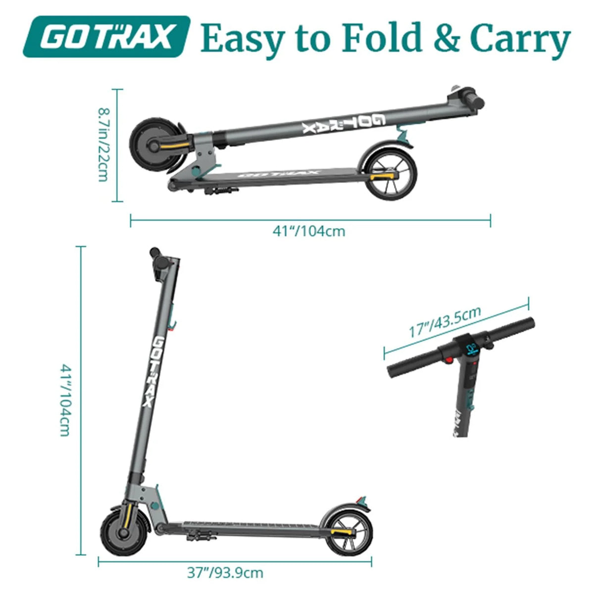 Foldable Electric Scooter with 6 Tires, 200W 12mph, Gray K59539