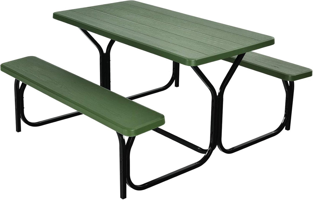 Gray Metal Picnic Table Bench Set D316