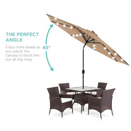 10ft Solar LED Lighted Patio Umbrella with Tilt Adjustment K642933