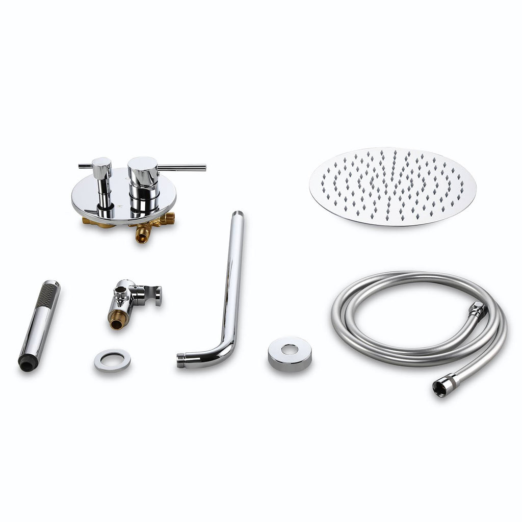 Chrome Wall Mounted Rain Shower Faucet Set with Hand Shower D40601