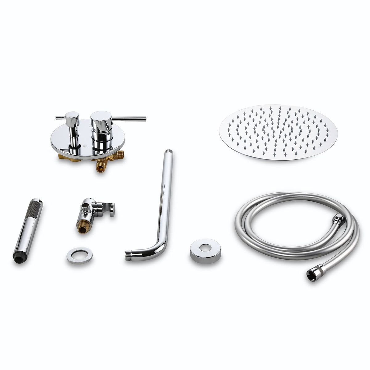 Chrome Wall Mounted Rain Shower Faucet Set with Hand Shower D40601