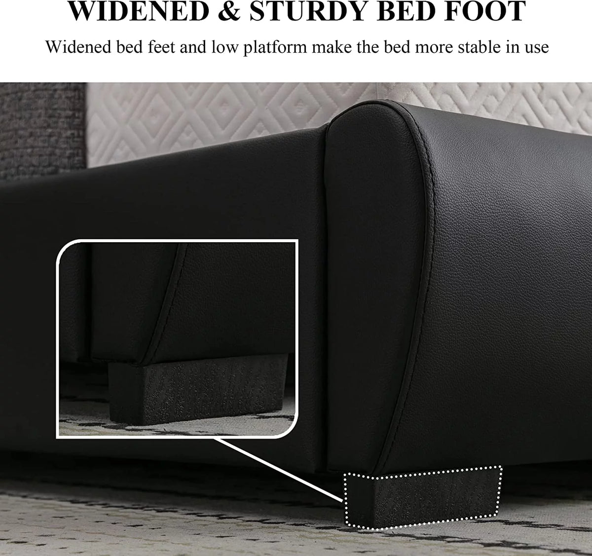 King Size Bed Frame with Adjustable Headboard Black D313