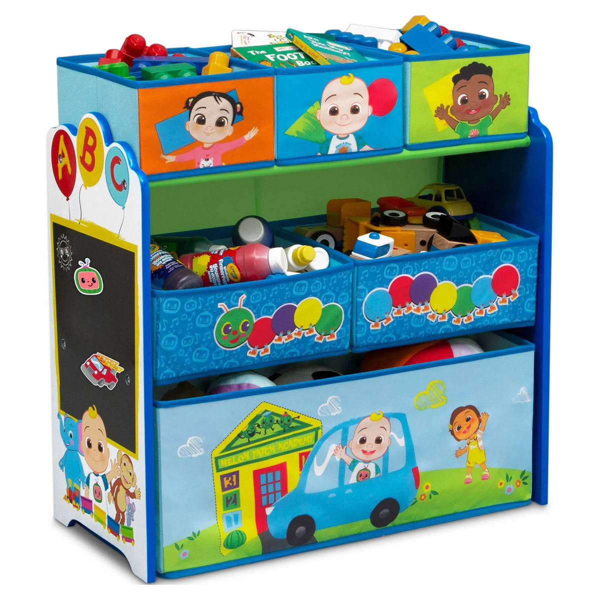 4-Piece Toddler Playroom Set with Play Table and 6 Bin Toy Organizer W54023