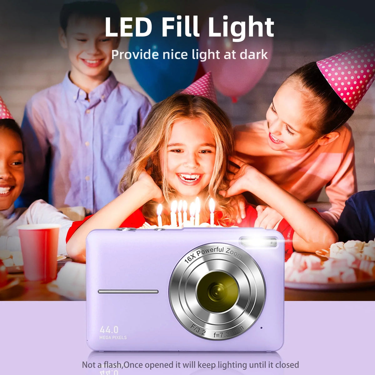 Digital Camera, 1080P, 44MP, 16X Zoom, Compact M64576