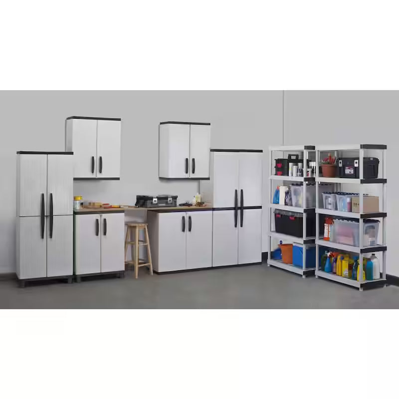 Gray Plastic Freestanding Garage Cabinet W6646