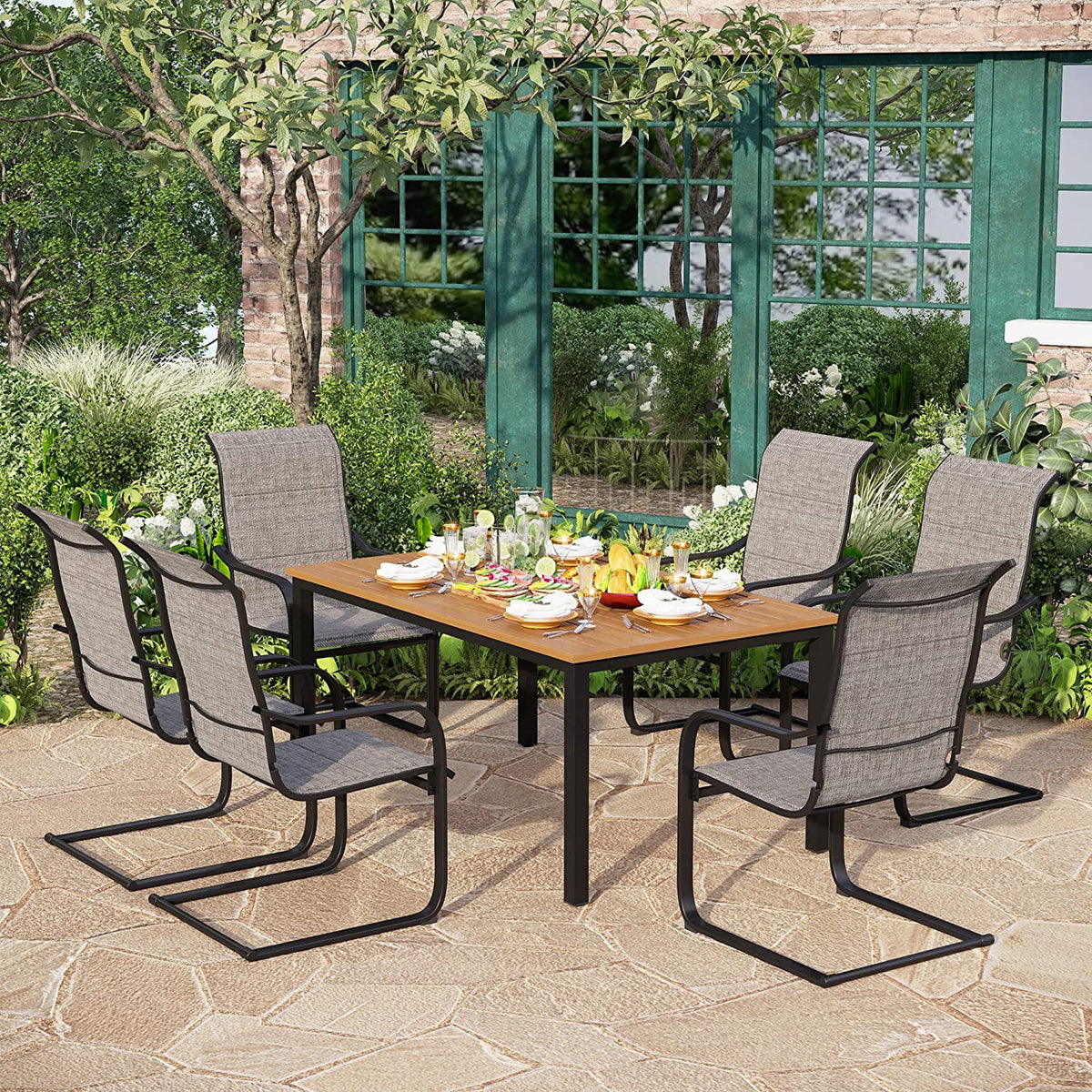 7 Pcs Outdoor Dining Table and Chairs Y3512