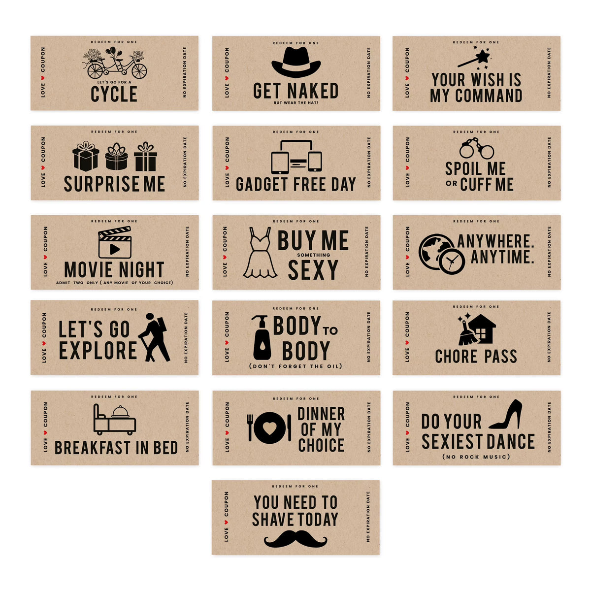 16-Pk Kraft Brown Love Coupons G25349