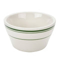 8 oz Bouillon Wide Rim in Eggshell American White with Green Bands Case of 36 O347