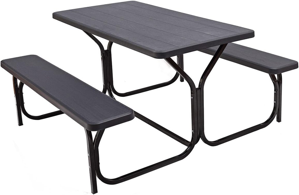 Gray Metal Picnic Table Bench Set D316