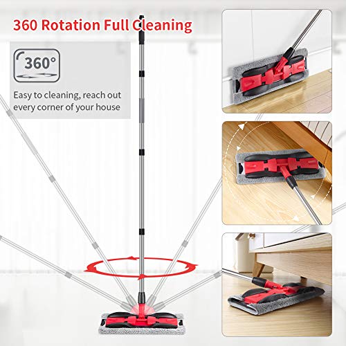 Microfiber Flat Mop with 4 Washable Pads F734659