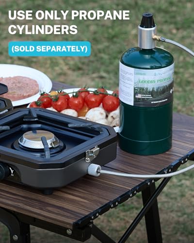 2 Burner Propane Camping Stove with Griddle & Grates H3407