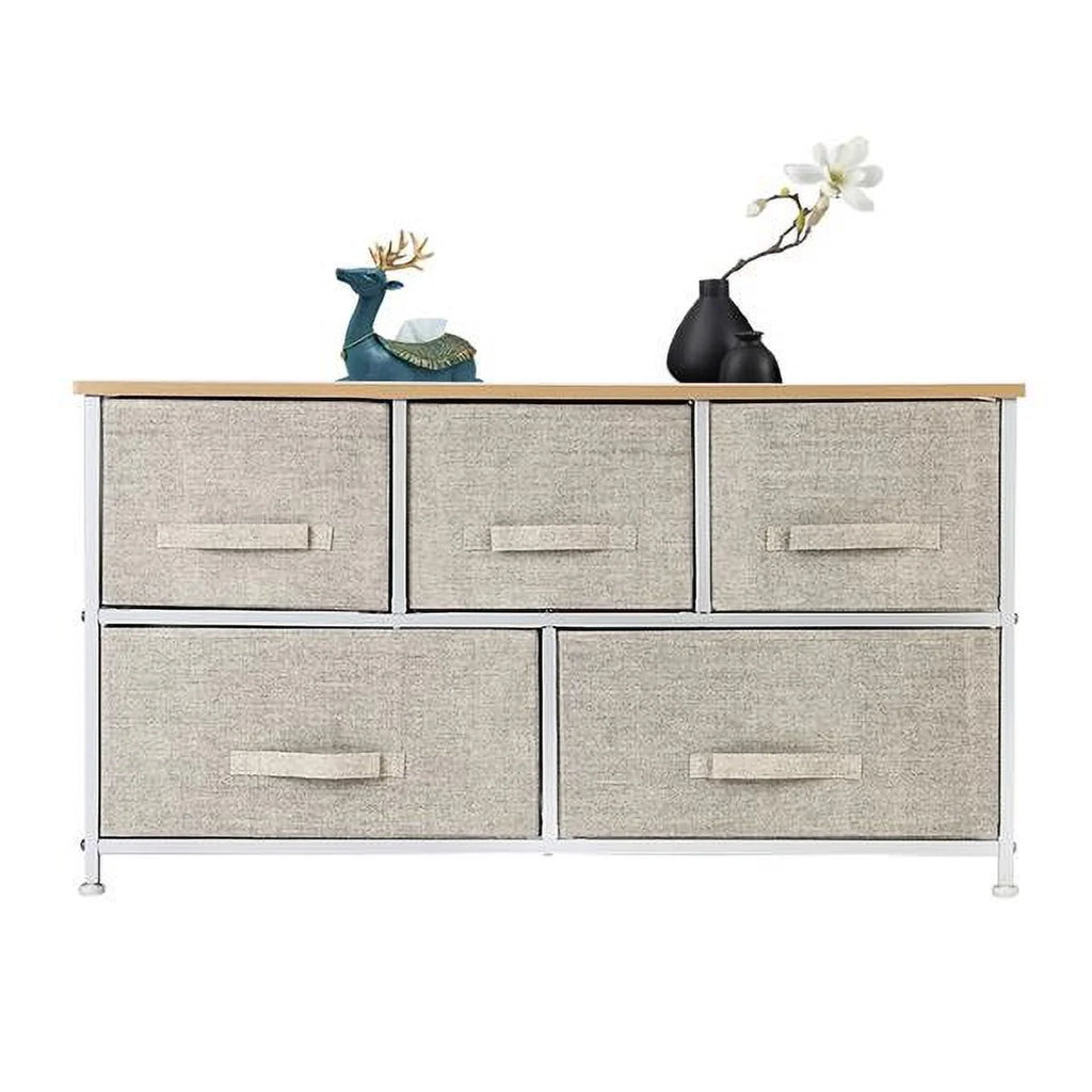 2-Tier Wide Closet Dresser with 5 Fabric Drawers U14730