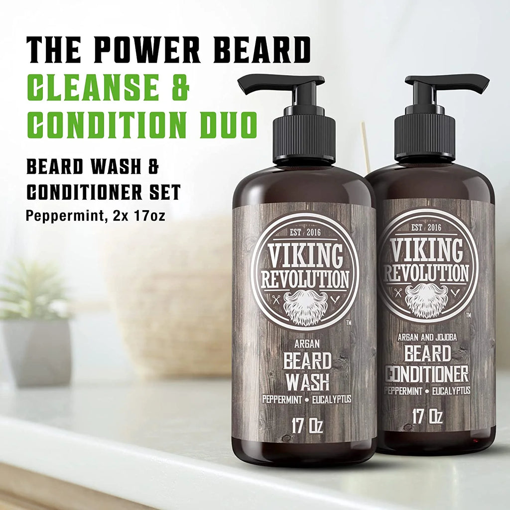 Beard Wash & Beard Conditioner Peppermint & Eucalyptus 34 Oz G46991