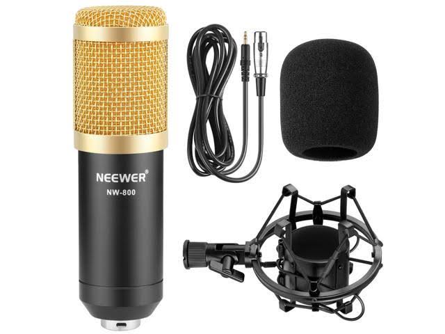 Black Condenser Microphone with Shock Mount and Foam Cap G844