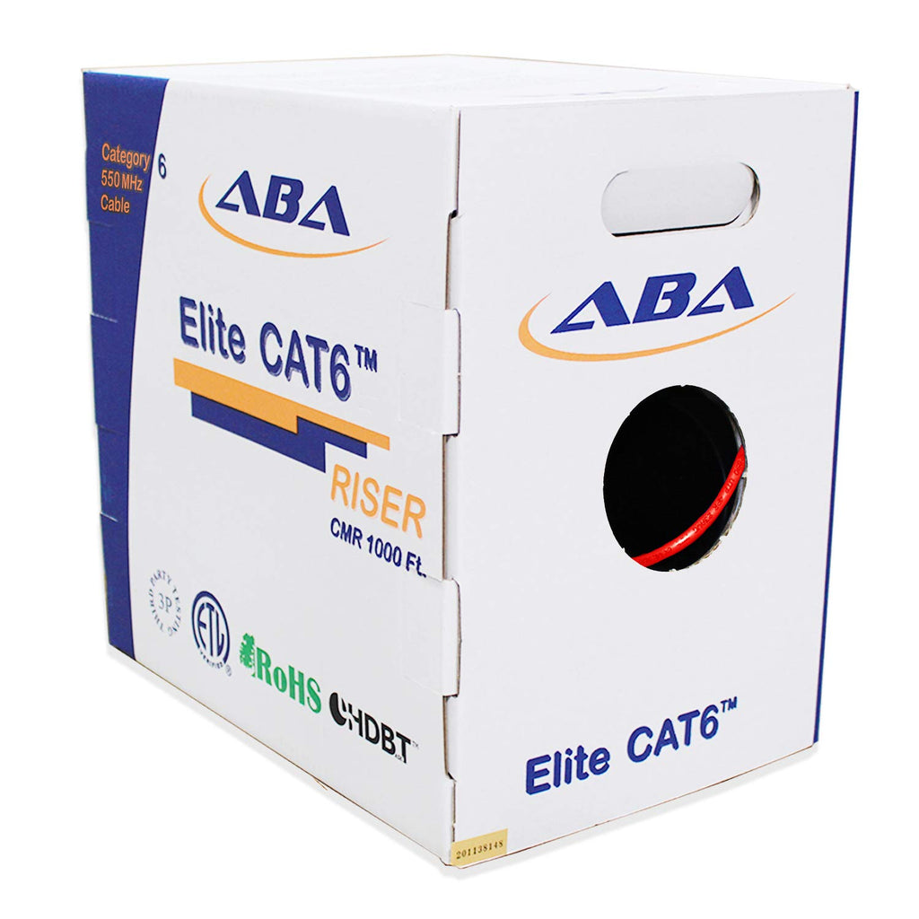 Cat6 Riser Ethernet Cable 1000ft Blue UTP 23AWG Solid Bare Copper Bulk LAN Cable X860469