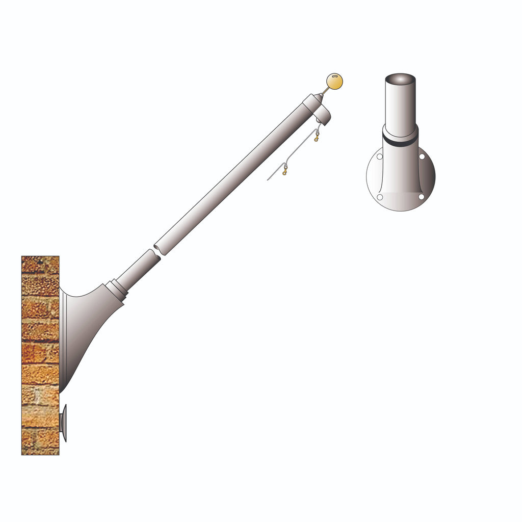 Black Finish 8ft Wall Mount Flagpole O6918