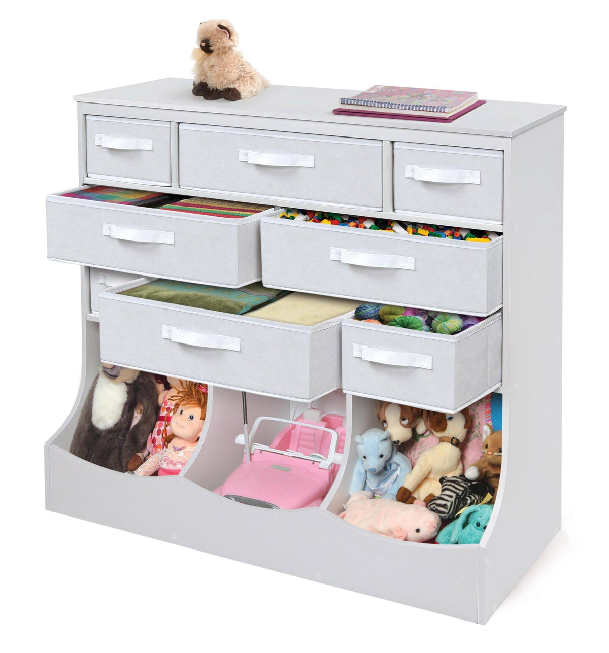 White Storage Station with Eight Baskets and Three Bins O307