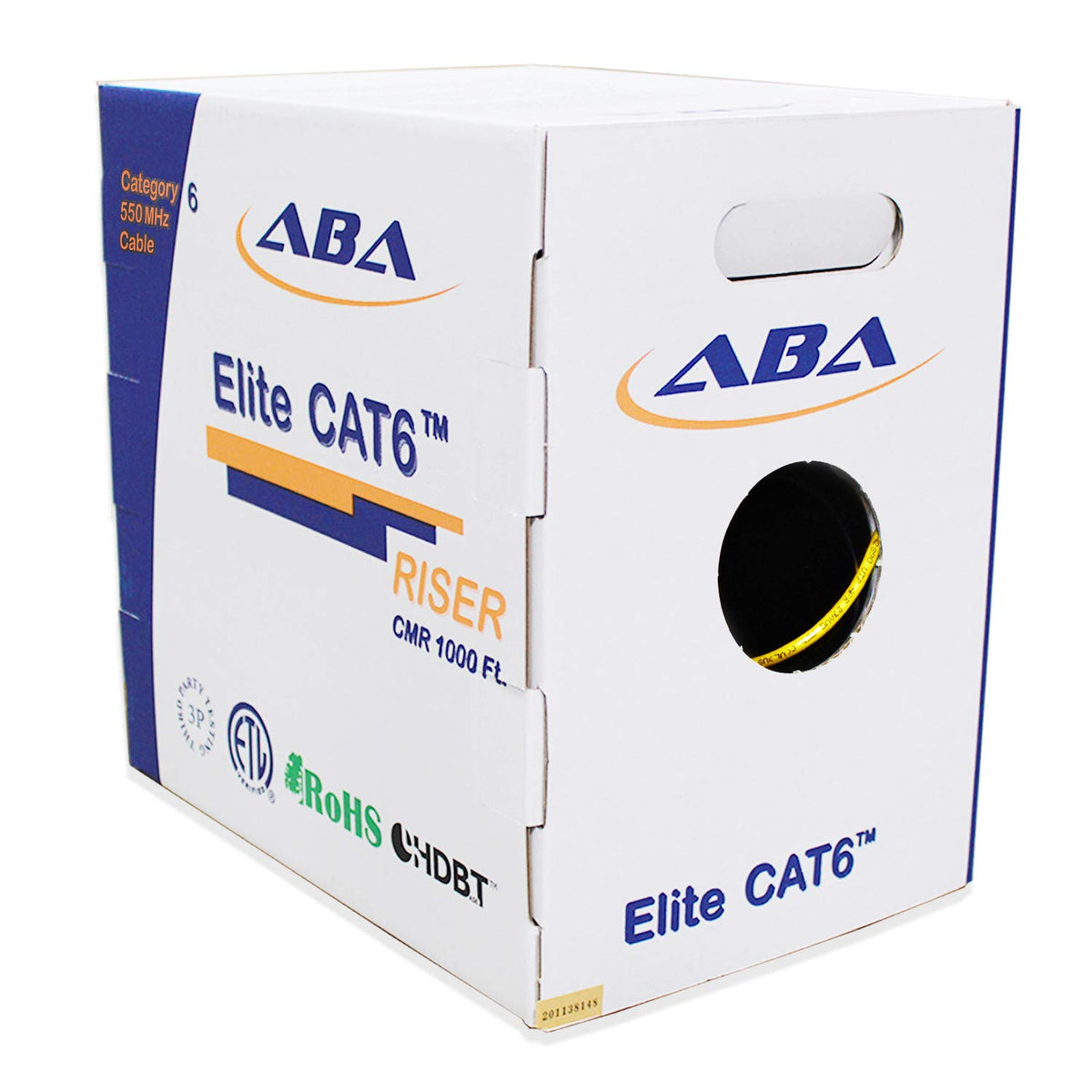 Cat6 Riser Ethernet Cable 1000ft Blue UTP 23AWG Solid Bare Copper Bulk LAN Cable X860469