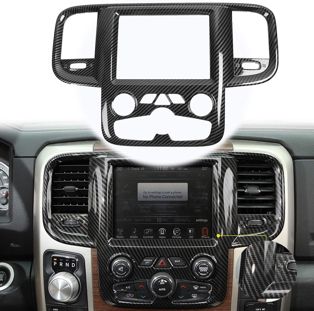 Red Carbon Fiber ABS Center Control Touch Screen Trim Cover for Dodge RAM 2011-2017 M9264