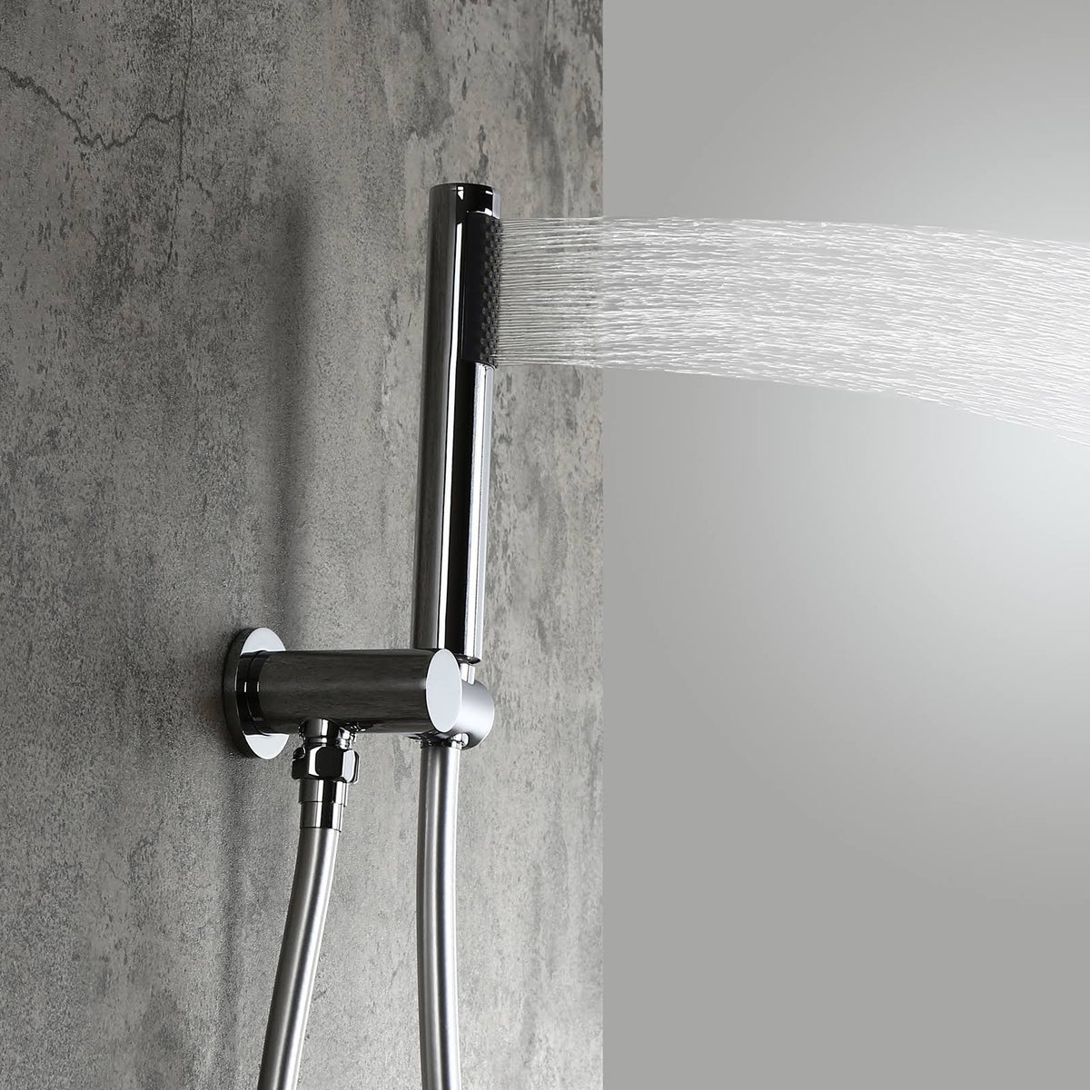 Chrome Wall Mounted Rain Shower Faucet Set with Hand Shower D40601
