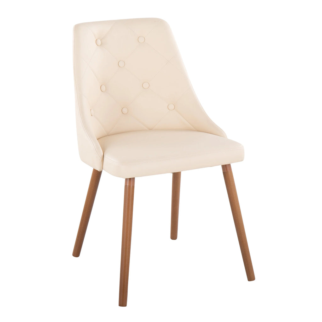 Cream Faux Leather Chair with Tapered Wood Legs Set of 2 M865736