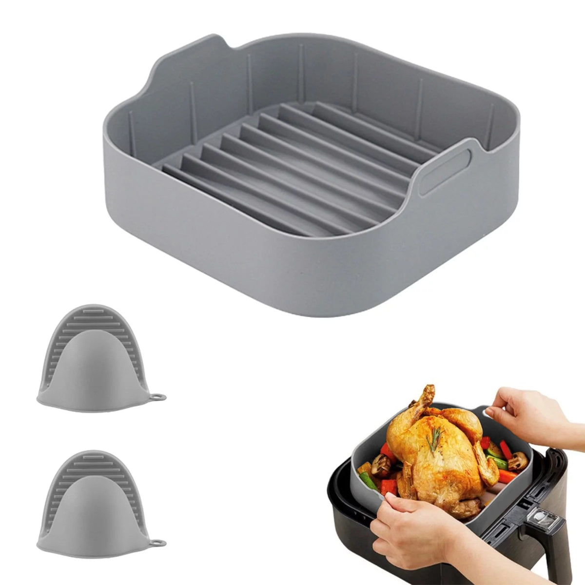 Silicone Air Fryer Pot Square F5832