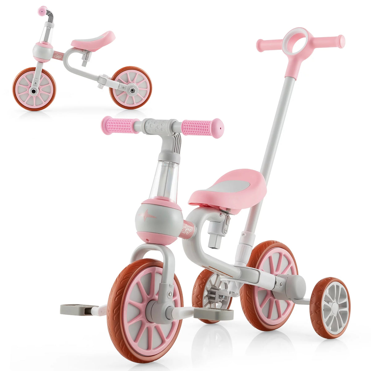 4 in 1 Kids Tricycles with Push Handle & Training Wheels Navy J42007